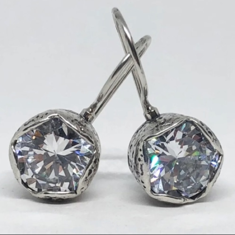 Vintage Silpada Sterling Silver Cubic Zirconia Cinema Star Earrings W2393